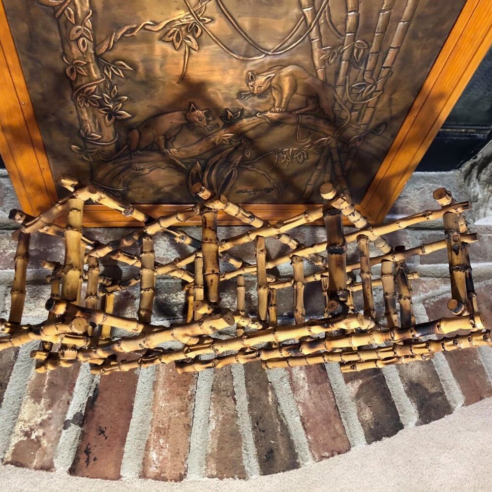 MCM burnt bamboo accordion style wine rack - Picture 4 of 10